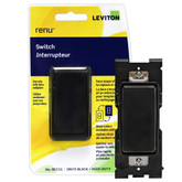 Leviton Renu Switch RE151-OB for Single Pole Applications, 15A-120/277VAC, in Onyx Black