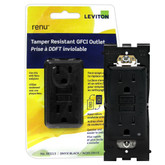 Leviton Renu Tamper Resistant GFCI Receptacle REG15-WW, 15A-125VAC, in Onyx Black