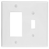2-Gang Midway Nylon Combination Wallplate for 1 Toggle Switch & 1 Decora Device, in White