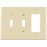 3-Gang Midway Nylon Combination Wallplate for 2 Toggle Switches & 1 Decora Device, in Ivory
