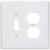 2-Gang Midway Nylon Combination Wallplate for 1 Toggle Switch & 1 Duplex Receptacle, in White