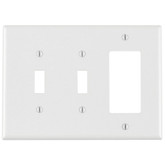 3-Gang Midway Nylon Combination Wallplate for 2 Toggle Switches & 1 Decora Device, in White