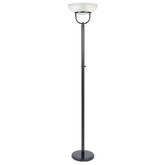 Black Touchiere Floor Lamp with Alabaster Glass & On/Off Switch