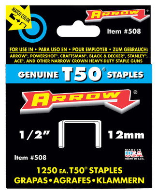 Arrow T50 1/2" staples - Pack of 1250 staples