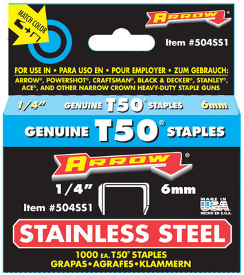 1/4" Stainless Steel Staple - 504SS1 T50