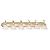 Providence 6 Light Polished Brass and Chrome Incandescent Bath Vanity with White Alabaster Glass