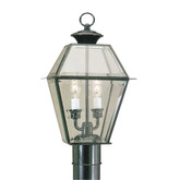 Providence 2 Light Black Incandescent Post Head with Clear Beveled Glass