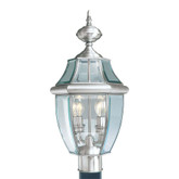 Providence 2 Light Brushed Nickel Incandescent Post Head with Clear Beveled Glass