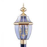 Providence 2 Light Bright Brass Incandescent Post Head with Clear Beveled Glass