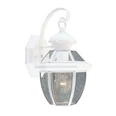 Providence 1 Light White Incandescent Wall Lantern with Clear Beveled Glass