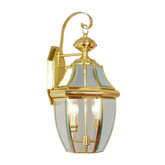 Providence 2 Light Bright Brass Incandescent Wall Lantern with Clear Beveled Glass