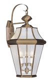 Providence 3 Light Antique Brass Incandescent Wall Lantern with Clear Beveled Glass