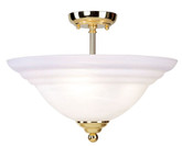 Providence 3 Light Bright Brass Incandescent Semi Flush Mount with White Alabaster Glass