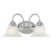 Providence 2 Light Chrome Incandescent Bath Vanity with White Alabaster Glass
