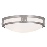 Providence 2 Light Brushed Nickel Incandescent Semi Flush Mount with Satin White Glass