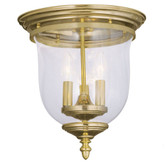 Providence 3 Light Bright Brass Incandescent Semi Flush Mountwith Clear Glass
