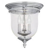 Providence 3 Light Polished Nickel Incandescent Semi Flush Mount with Clear Glass