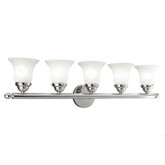 Providence 5 Light Chrome Incandescent Bath Vanity with White Alabaster Glass