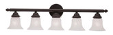 Providence 5 Light Bronze Incandescent Bath Vanity with White Alabaster Glass
