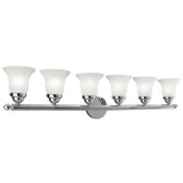 Providence 6 Light Chrome Incandescent Bath Vanity with White Alabaster Glass
