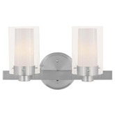 Providence 2 Light Brushed Nickel Incandescent Bath Vanity with Clear Outside and Opal Inside Glass