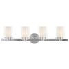 Providence 4 Light Brushed Nickel Incandescent Bath Vanity with Clear Outside and Opal Inside Glass