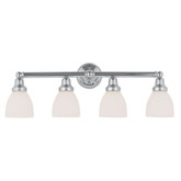 Providence 4 Light Brushed Nickel Incandescent Bath Vanity with Satin Glass