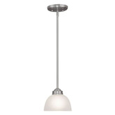 Providence 1 Light Brushed Nickel Incandescent Mini Pendant with Satin Glass