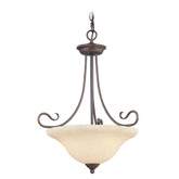 Providence 3 Light Bronze Incandescent Inverted Pendant with Vintage Scavo Glass