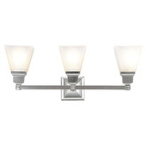 Providence 3 Light Brushed Nickel Incandescent Bath Vanity with Frosted Glass