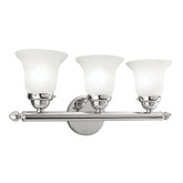 Providence 3 Light Chrome Incandescent Bath Vanity with White Glass