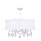 Providence 6 Light White Incandescent Chandelier with an Off White Silk Shimmer Shade