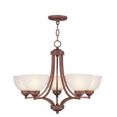 Providence 5 Light Bronze Incandescent Chandelier with Satin Glass