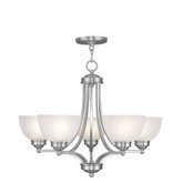 Providence 5 Light Brushed Nickel Incandescent Chandelier with Satin Glass