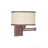 Providence 1 Light Bronze Incandescent Swing Arm Wall Sconce with a Champagne Hardback Shade