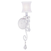 Providence 1 Light White Incandescent Wall Sconce with an Off White Silk Shimmer Shade