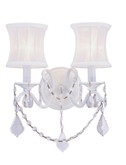 Providence 2 Light White Incandescent Wall Sconce with an Off White Silk Shimmer Shade