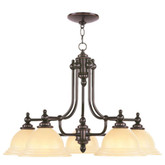 Providence 5 Light Bronze Incandescent Chandelier with Iced Champagne Glass