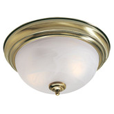 Providence 2 Light Antique Brass Incandescent Semi Flush Mountwith White Alabaster Glass