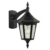 Elegant, Downlight Wall Mount, Clear Seeded Glass Panels, Black