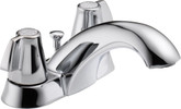 Classic 4 Inch 2-Handle Mid-Arc Bathroom Faucet in Chrome with Metal Pop-up Assembly