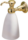 Victorian Wall-Mount Brass and Plastic Soap Dispenser in Polished Brass