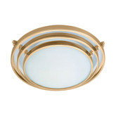 Contemporary Beauty 1 Light Flush Mount with Acid Frost Glass and Polished Brass Finish