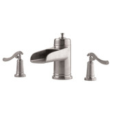Ashfield 2-Handle Roman Tub Trim with Waterfall Spout in Brushed Nickel