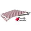 Retractable Patio Awning 12 Ft x 10 Ft. Manual, Burgundy/Beige Stripes