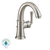 Portsmouth Monoblock Single Hole 1-Handle Mid-Arc Bathroom Faucet with Speed Connect Drain in Satin Nickel
