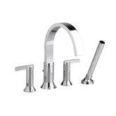 Berwick Lever 2-Handle Deck-Mount Roman Tub Faucet with Hand Shower in Polished Chrome