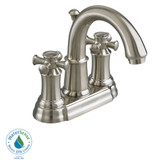 Portsmouth 4 Inch 2-Handle High-Arc Bathroom Faucet with Speed Connect Drain in Satin Nickel