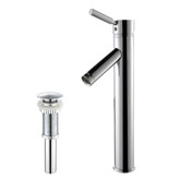 Sheven Single Lever Vessel Faucet with Matching Pop Up Drain Chrome