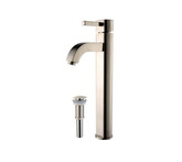 Ramus Single Lever Vessel Faucet with Matching Pop Up Drain Satin Nickel